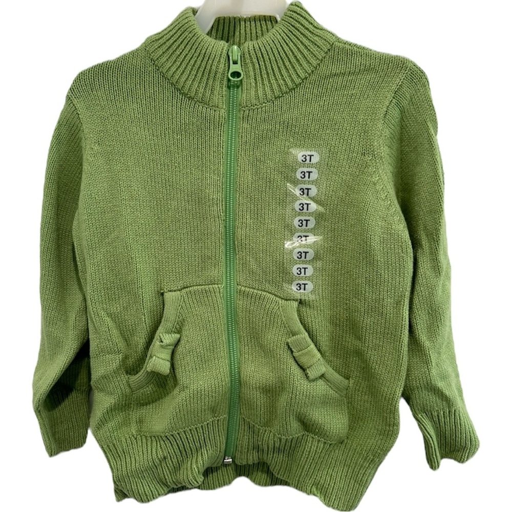 Green Zip Up Sweater size 3T